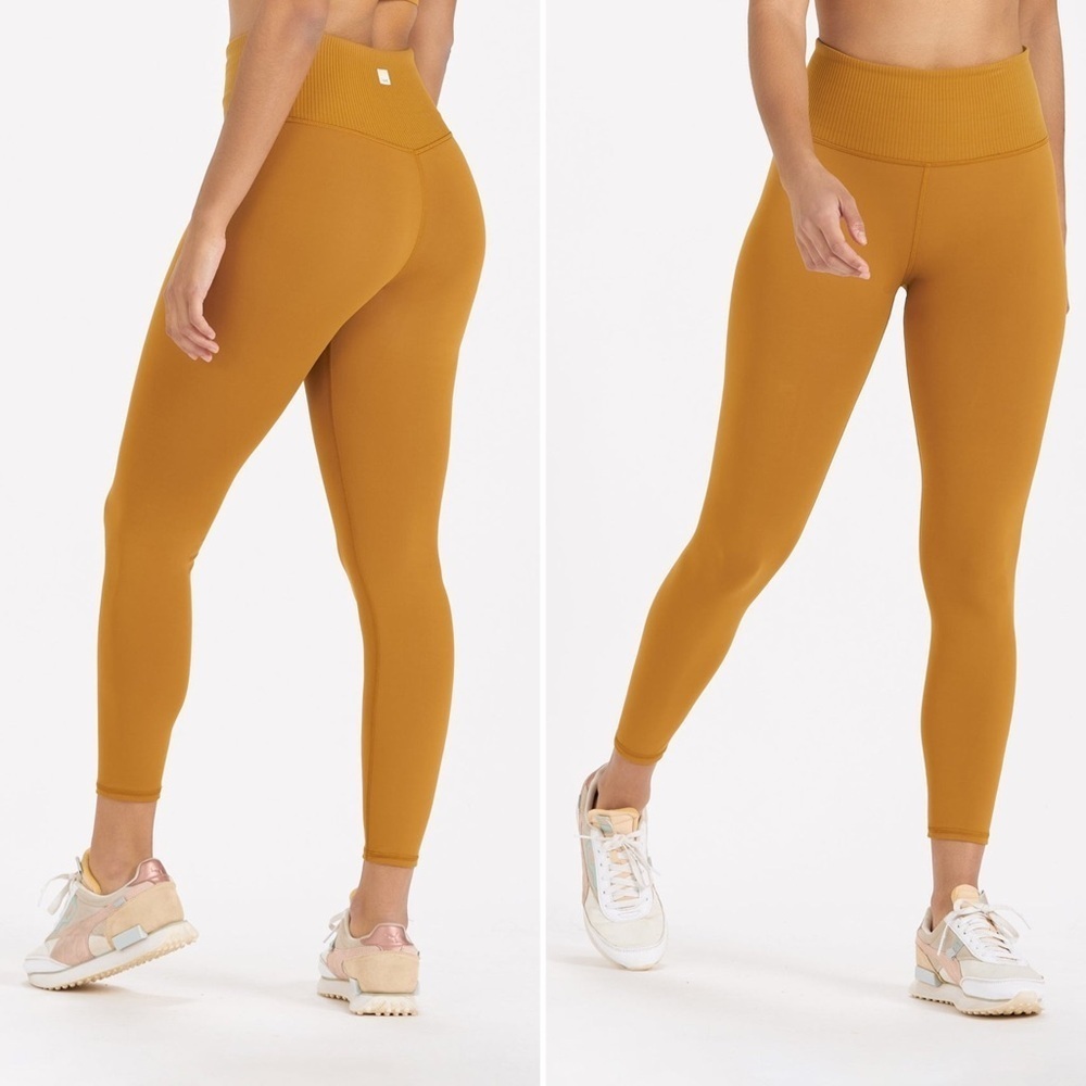 Vuori Dark Golden High Rise Rib Studio Leggings Women’s Size Large